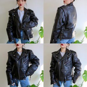 vintage 90s moto leather jacket